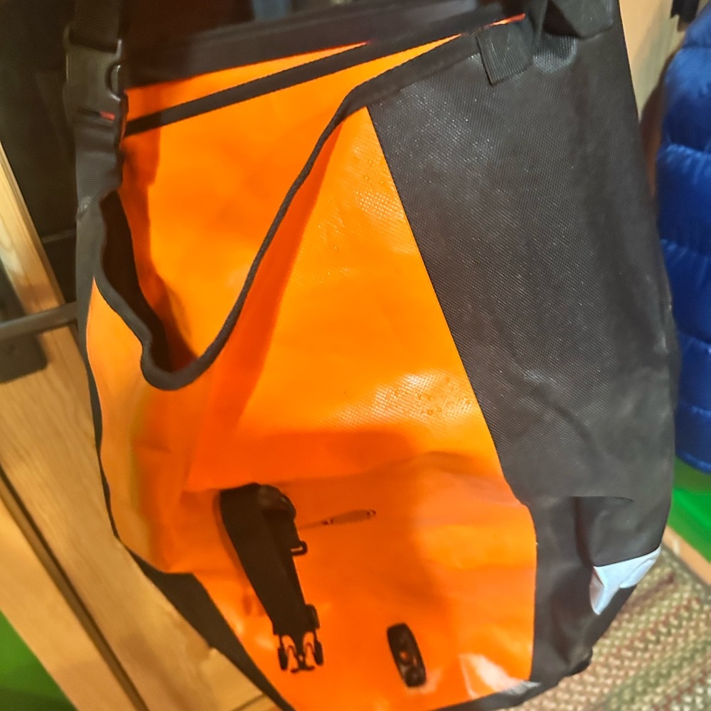 Orange ortlieb pair of pannier bags